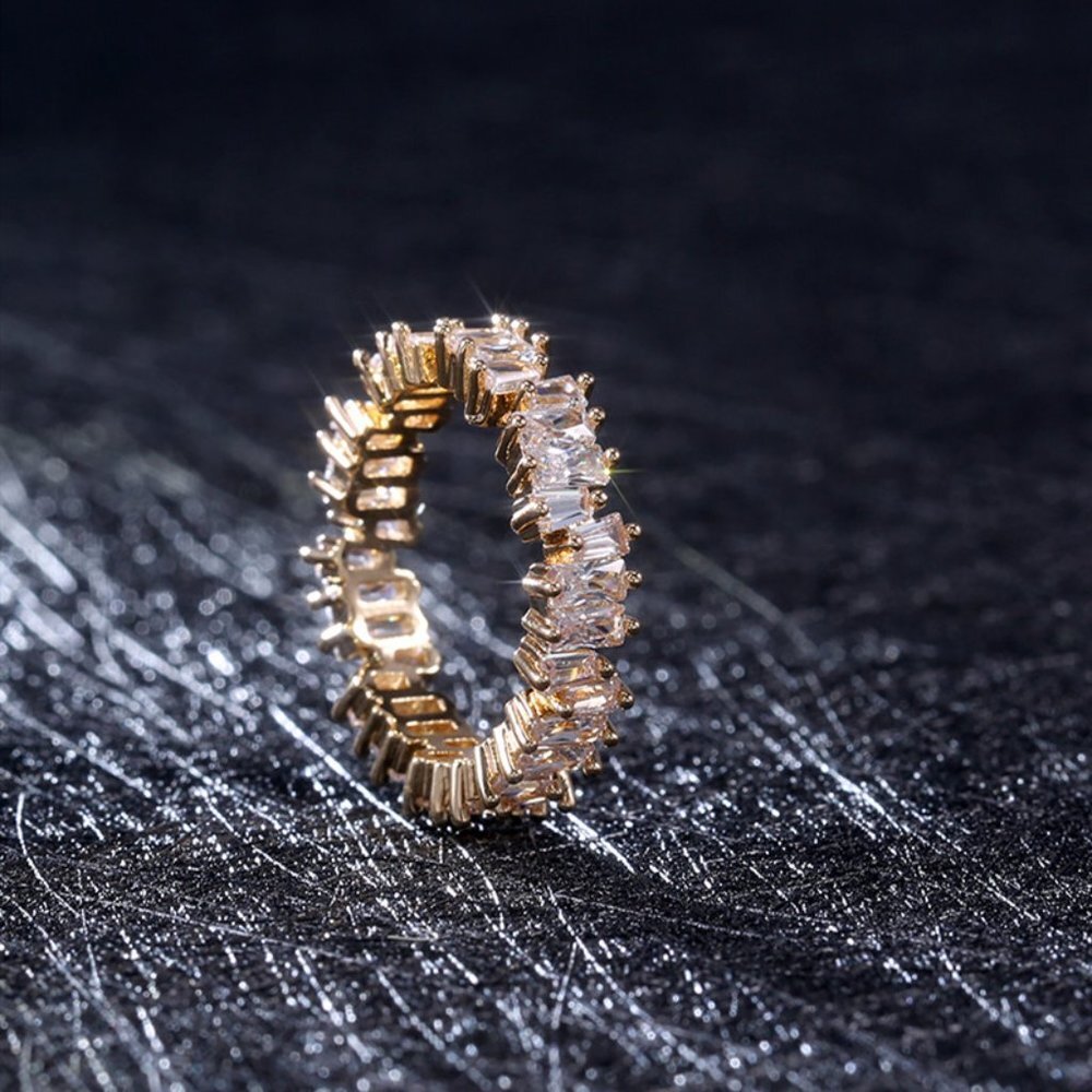 Handmade Rectangle Combined Gemstones Eternity Gold Ring for Women, VIP4…